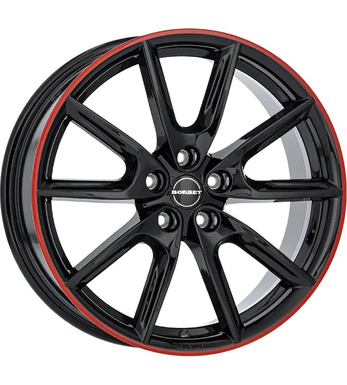 Borbet LX19 black glossy rim red 8,00x19 5x108,00 ET50,00